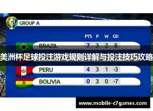 美洲杯足球投注游戏规则详解与投注技巧攻略 美洲杯足球投注游戏规则详解与投注技巧攻略
