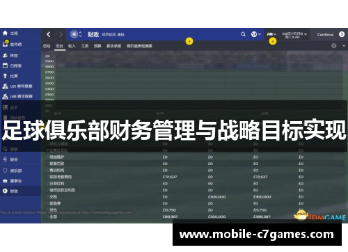 足球俱乐部财务管理与战略目标实现 足球俱乐部财务管理与战略目标实现
